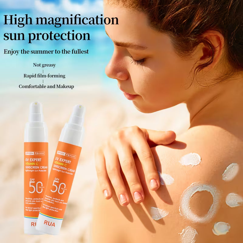 Vitamin C Sunscreen for Face and Body, Non-Greasy, Sweat- & Water-Resistant, Ideal for Outdoor Activities on Sunny Days